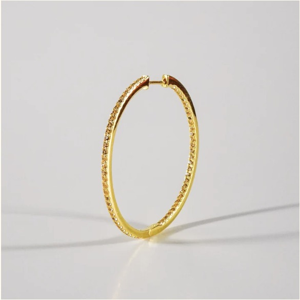 Barely Blushed Gold Large Pave Hoops from Never Naked People